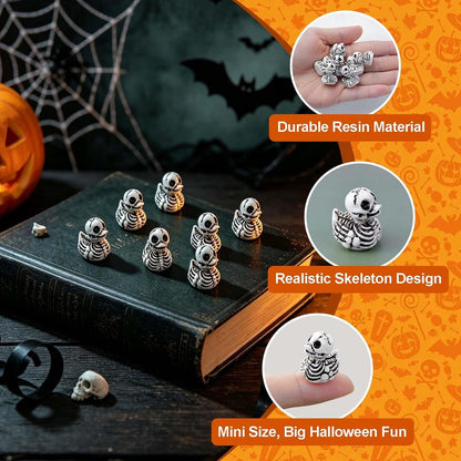 50Pcs Halloween Mini Ducks, Tiny Skeleton Ducks to Hide for Party Decor | Mini Halloween Ducks Spooky Resin Duck Figurines Small Skeleton Figures for Crafts Halloween Decorations, Garden Home Decor3