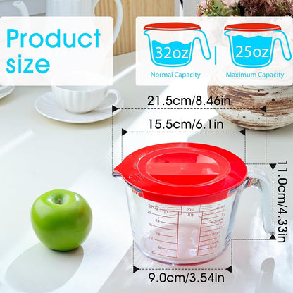 4-Cup High Borosilicate Glass Measuring Cup with Lid for Kitchen2
