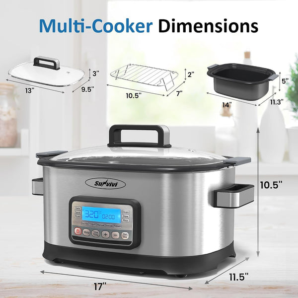 11-In-1 Multi Cooker 6.5QT, Programmable Slow Cooker with Nonstick Removable Pot, Digital Display, Adjustable Temp & Time for Slow Cook, Saute, Steam, Rice, Yogurt, Warmer6
