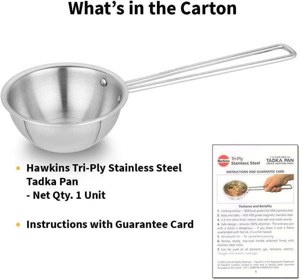 1.5 Cup Tadka Pan, 360 Ml Triply Stainless Steel Pan, Induction Pan, Silver (STP15)8