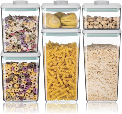 Airtight Food Storage Container Sets with Lids 6Pcs Pop Containers for Kitchen Pantry Organization Bpa-Free Stackable Kitchen Storage Containers for Cereal Flour Sugar (0.5, 1.2, 1.8Qt)*21
