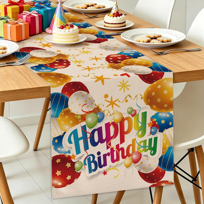 Colorful Balloons Happy Birthday Table Runner,13X72 Inch3