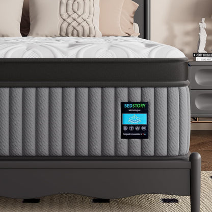 Medium Firm Queen Mattress 14 Inch, Deep Sleep Hybrid Mattresses 7-Zone Pain Relief - Medium Firm Bed in a Box - Fiberglass Free, Certipur-Us Certified1