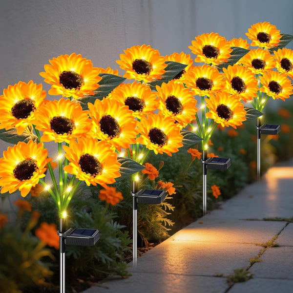 Solar Lights Outdoor Garden Decor 4 Pack, 24 Sunflower, Waterproof8