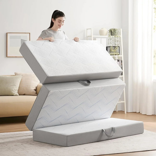6 Inch Memory Foam Foldable Mattress Queen | Folding Mattress Queen, Folding Sofa Bed with Washable Cover, Portable Mattress for Guest Bed, 78X58X63