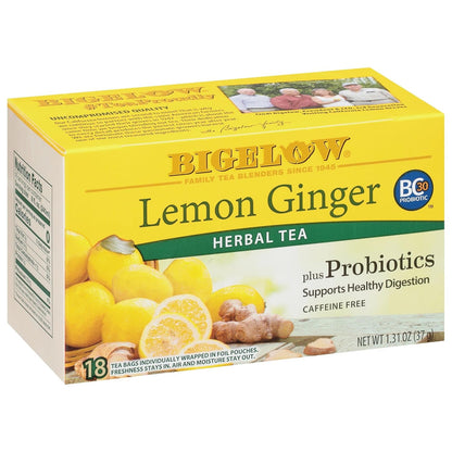 Lemon Ginger plus Probiotics Herbal Tea, 18 Count (Pack of 6)1