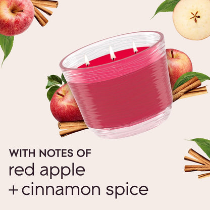 3-Wick Scented Candle Jar, Apple Cinnamon, Air Freshener Infused with Essential Oils, 6.8 Oz, 3 Count6