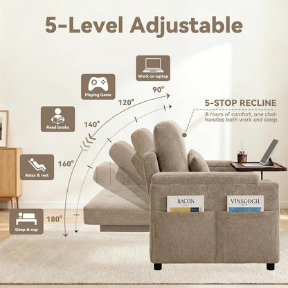 73" Sleeper Sofa, Convertible Sofa Bed with Pull Out Couch, Khaki5