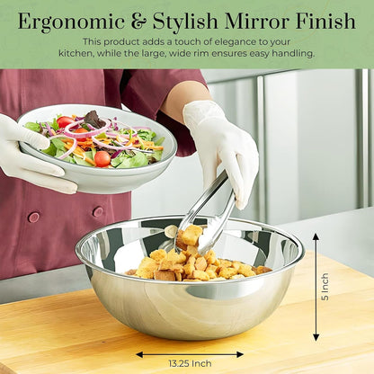 2-Pack 8 Quart Mixing Bowls |13.25-Inch Stainless Steel Bowls4