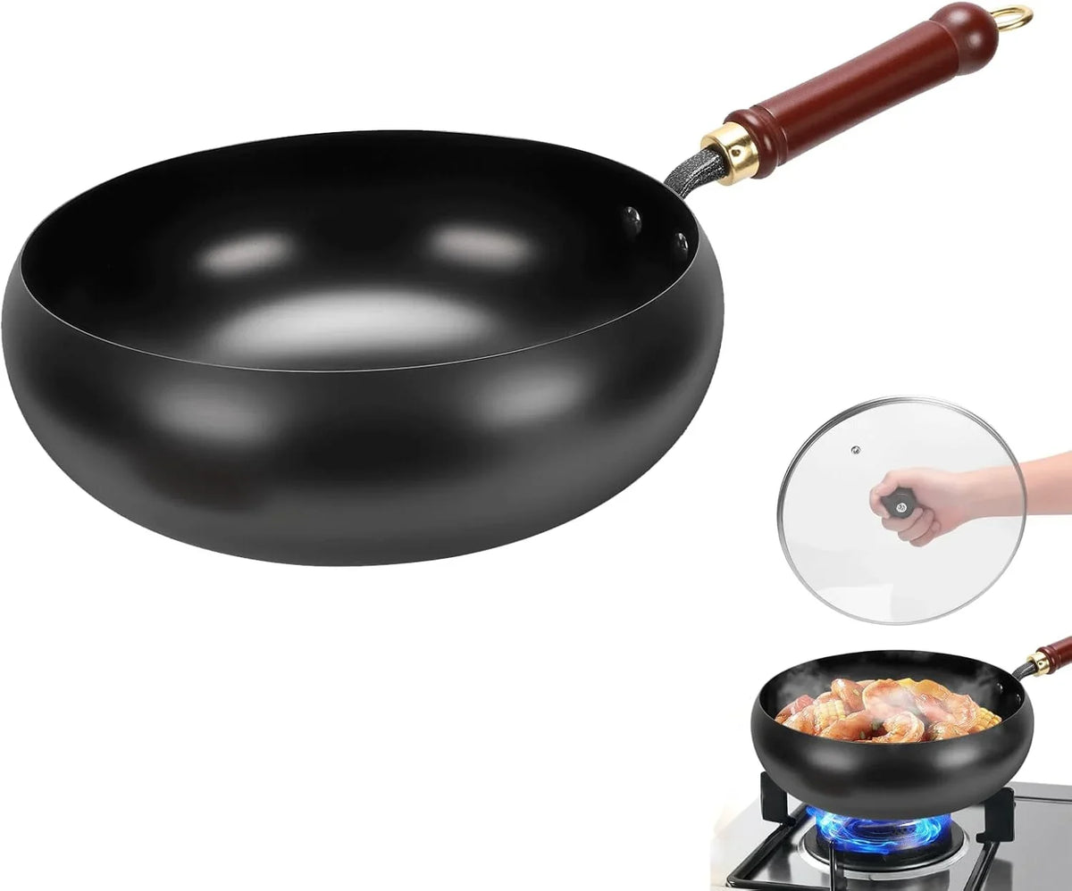 suntuup-japanese-iron-pan-28cm-11in-cast-iron-wok-glass-lid-with-spatula-2-covers-to-choose-from-for-pots-on-electric-stoves-induction-cookers-gas-stoves