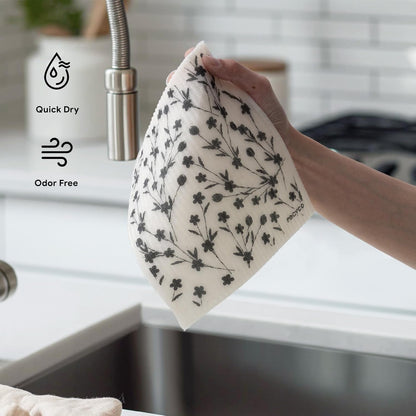Swedish Dishcloths for Kitchen | 5 Pack Geometric Washable Dish Rags | Cellulose Reusable Cleaning Paper Towels | Absorbent Counter Dish Cloth Sponge Kitchen Wipes, 8" L X 7" W6