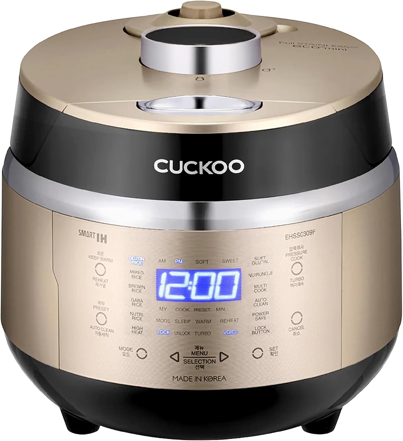 cuckoo-high-pressure-induction-rice-cooker-6-cup-cooked-crp-ehss0309fg-small-3-cup-uncooked-capacity-nonstick-inner-pot-17-cooking-modes-17-22-minute-turbo-white-rice-auto-clean-made-in-korea