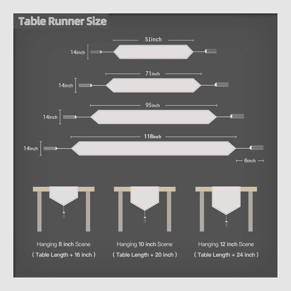 Faux Linen Brown Fall Table Runner with Tassels 14X95 Inch Dresser Scarf Rustic Indoor Outdoor Graduation Farmhouse Table Runners for Dining Table Banquet Party Home Bedroom Decoration7