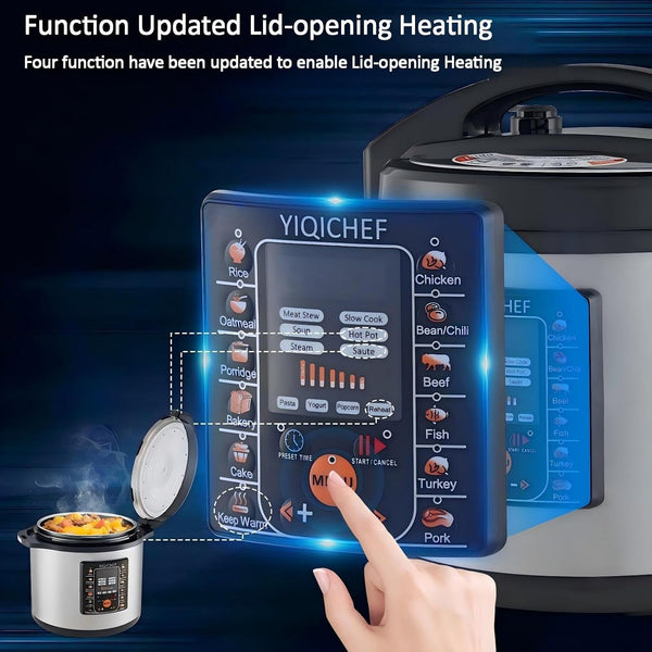 12L/12.8Qt Commercial Electric Pressure Cooker, Digital Control, 304 Stainless Steel Inner Pot, Serve for 15-25 People, 1600W/120V with US PLUG, Suitable to Small Restaurant, Canteen, Hotel9
