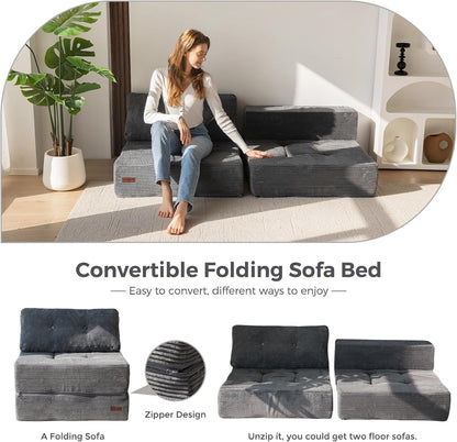 Folding Sofa Bed, Convertible Chair Bed with Pillow7