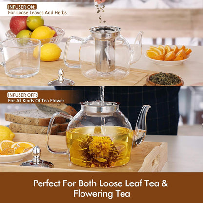1000Ml Glass Teapot with Removable Infuser, Stovetop Safe Tea Kettle, Blooming and Loose Leaf Tea Maker Set5