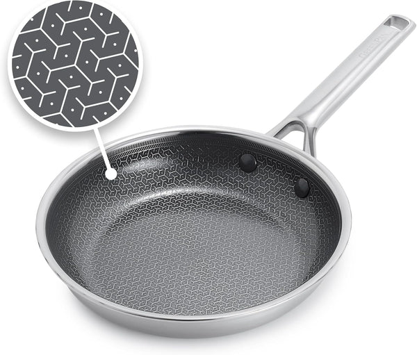 Hybrid 8" Stainless Steel Frying Pan, Ceramic Nonstick Skillet | APEX Tri-Ply Pan, Pfas-Free Thermobond Nonstick, Induction & All Cooktop Compatible, Dishwasher & Oven Safe to 850F, Silver1