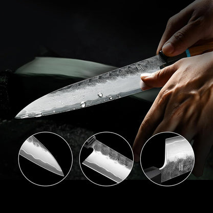8.27 Inch Japanese Chef Knife, Hand-Forged VG10 for Precise Cuts8