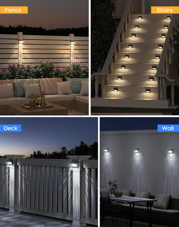 Solar Step Lights - 30 LM, 2 Modes Waterproof for Wall, Rail, Porch, Backyard, Garden - Decorative Solar Lights 6 Pack2