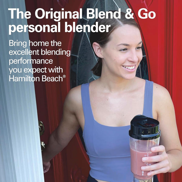 Portable Blender for Smoothies with 14 Oz. Travel Jar | BPA Free Jar & Lid | Durable Stainless Steel Blades | 300 Watts Peak Power | Personal Smoothie Blender | Black | 51101AG2
