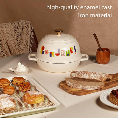 Cast Iron Dutch Oven Pot with Lid, 5QT round Bread Oven, Bonjour | Homemade Sourdough Bread Baking, Healthy & Non-Toxic, Dual Handles, All Stovetop Compatible, Oven Safe up to 500° F7
