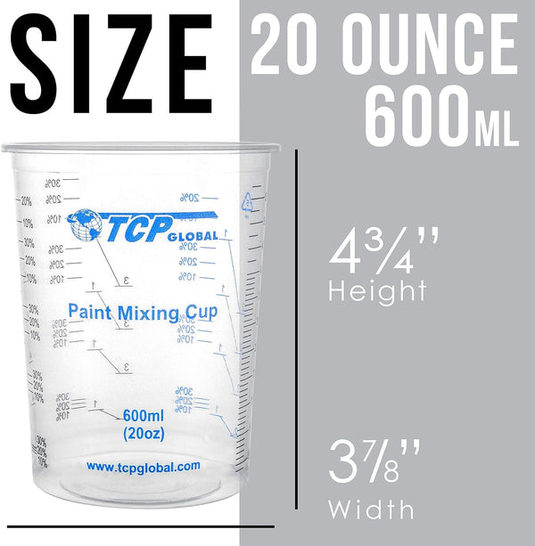 20 Oz. (600Ml) Graduated Plastic Mixing Cups - Box of 503