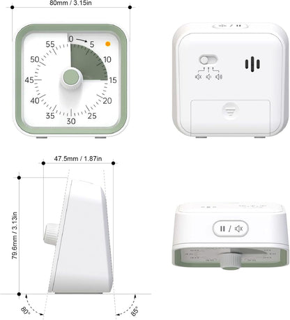 Visual Timer for Kids, Countdown Timer with Pause Function, White | Timer for Kitchen Cooking, Classroom, Study, Toddler, ADHD, Cute Timer Clock, Alarm 3 Volume Levels, Light Indicator7