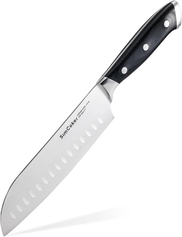 Santoku Knife 7 Inch – German Stainless Steel Blade, Professional Chopping Knife, Ergonomic Pakkawood Handle, 2-Year Warranty1