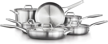 Calphalon Stainless Steel Kitchen Cookware, 11-Piece Pots and Pans Set with Stay-Cool Handles, Dishwasher & Oven Safe, Silver1
