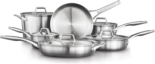 Calphalon Stainless Steel Kitchen Cookware, 11-Piece Pots and Pans Set with Stay-Cool Handles, Dishwasher & Oven Safe, Silver1