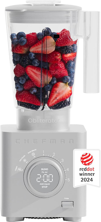 Obliterator 48 Oz Countertop Blender for Smoothies, 1380W Motor to Crush Ice, Nuts, and Frozen Fruit with Stainless Steel Blade, Auto Blend Function, Includes Tamper and Scraper - Concrete1