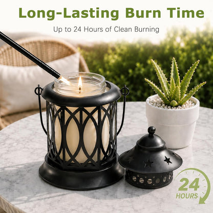 Citronella Candles Outdoor, 2 Pack Citronella Candle Lanterns with Lid4