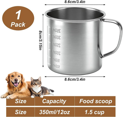 1.5 Cup Dog Food Scoop, Dog Food Measuring Cup Stainless Steel with Handle2