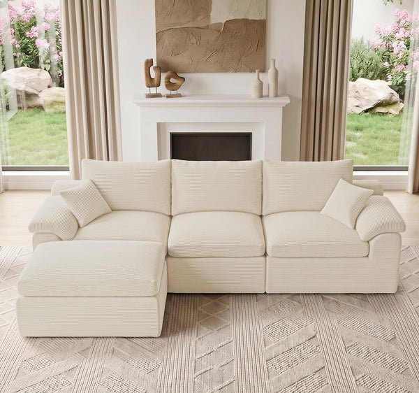 Cloud Sectional Couch, Boneless Couches for Living Room, Beige2
