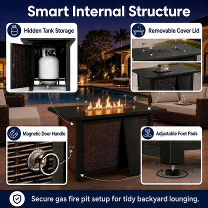 5-Piece Patio Furniture Set, Fire Pit and Swivel Rocker Chairs6