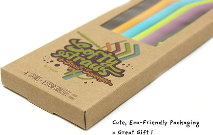 Wide Premium Reusable Silicone Drinking Straws + Patented Straw Squeegee - 9” Long with Curved Bend for 20 30 32 Oz Tumblers Non Rubber, Flexible, Safe for Kids/Toddlers, Smoothie7