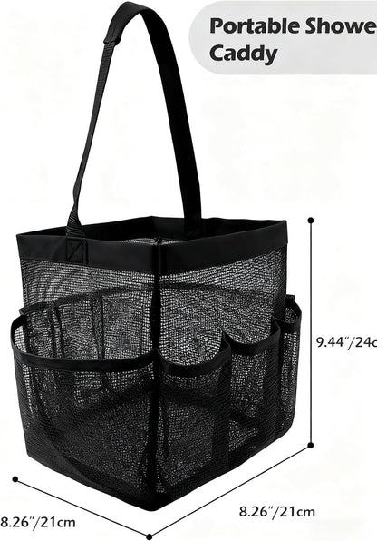 Mesh Shower Caddy Bathroom Portable College Dorm Essentials for Girls Guys Shower Tote Beach Camp Travel Hanging Toiletry Bag Black2