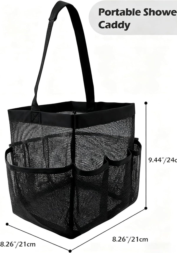 Mesh Shower Caddy Bathroom Portable College Dorm Essentials for Girls Guys Shower Tote Beach Camp Travel Hanging Toiletry Bag Black2
