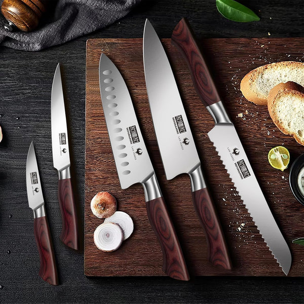 5PCS Japanese Kitchen Knife Set, Sharp Chef Knives & Wood Handle | Professional Ultra Sharp High-Carbon Stainless Steel Cooking Knife Set with Ergonomic Wood Handle, Elegant Box for Home Gift7