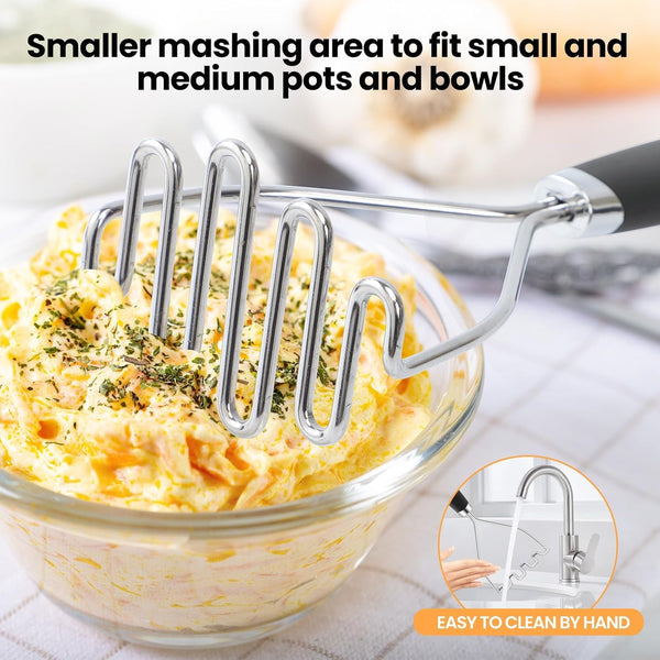 2Pcs Potato Masher Set with Silicone Handle, Premium Stainless Steel Potato Masher, Integrated & Wire Masher for Potatoes, Avocado, Vegetables and Baby Food6