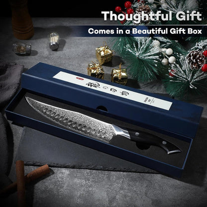 Damascus Chef Knife, VG10 Steel, Kitchen Knife | VG10 Steel Core, Ergonomic Handle, for Slicing, Chopping and Everyday Food Prep6