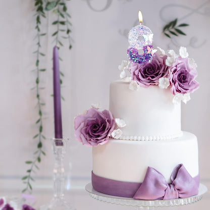 Birthday Candles Number 10 Candle, Butterfly 10Th Birthday Decorations for Women/Girl, Purple Happy Birthday Candle for Cake, Handmade Sequin Numeral Candle Wedding Cake Topper Anniversary Party Decor4