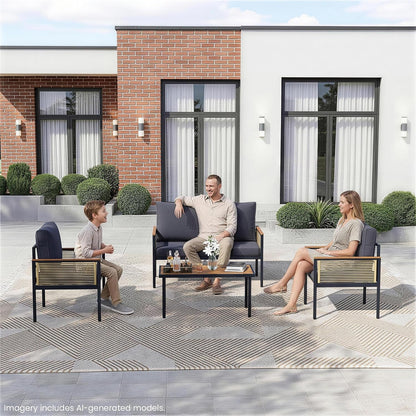 Patio Furniture Set for 4, Metal Outdoor Furniture Set with Table9