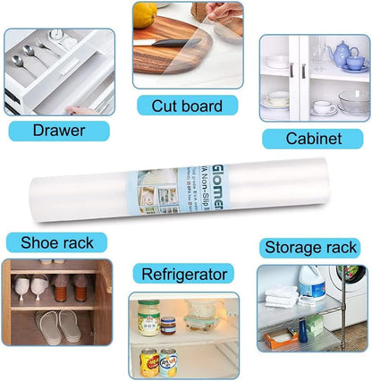 Shelf Liner, Non-Slip Cabinet Liner, Washable Oil-Proof for Kitchen Cabinet, Shelves, Refrigerator, Storage, Desks, 12 Inches X 20 FT, Non Adhesive Drawers4