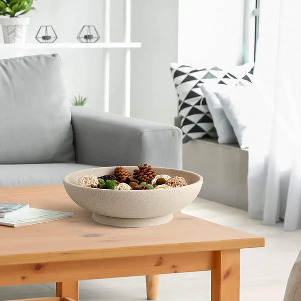 Large Decorative Bowl,Modern Fruit Bowl for Kitchen Counter,Handicraft Decorative Bowls for Home Decor,Stylish Key Bowl for Entry Table - Artificial Stone Beige6