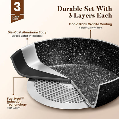 17Pcs Pots and Pans Set, Black | Non Stick, Induction Cookware6