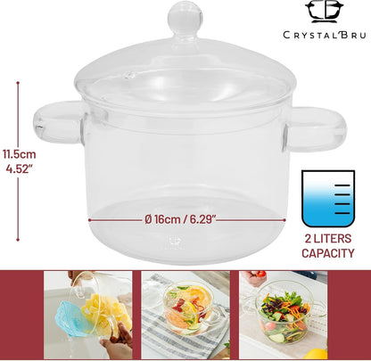 2L Clear Glass Simmer Pot with Lid & Strainer | Heat-Resistant Borosilicate Glass Pot for Potpourri | Simmer Pot for Home Fragrance | Glass Pots for Cooking on Stove | Anti-Scald Handles4