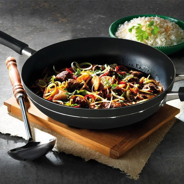 Wok, Stir-Fry Pan, 12-Inch Aluminum Non-Stick Wok, Stay Cool Double Handle Pan, Dishwasher Safe, Oven Safe Pan.6