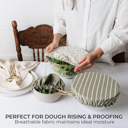 Beautiful Linen Cotton Blend Bowl Covers Set of 3 for Bread Proofing | Durable Linen Cotton Blend Fabric Covers in Varying Sizes Fit Your Bowls 7" to 13", Ideal Sourdough Bread Baking Accessories3