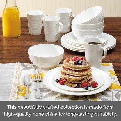 Ciara 16 Piece Bone China Dinnerware Set, Service for 4, Lightweight and Durable Plates Bowls and Mugs, Elegant White Dinnerware for Everyday Use5